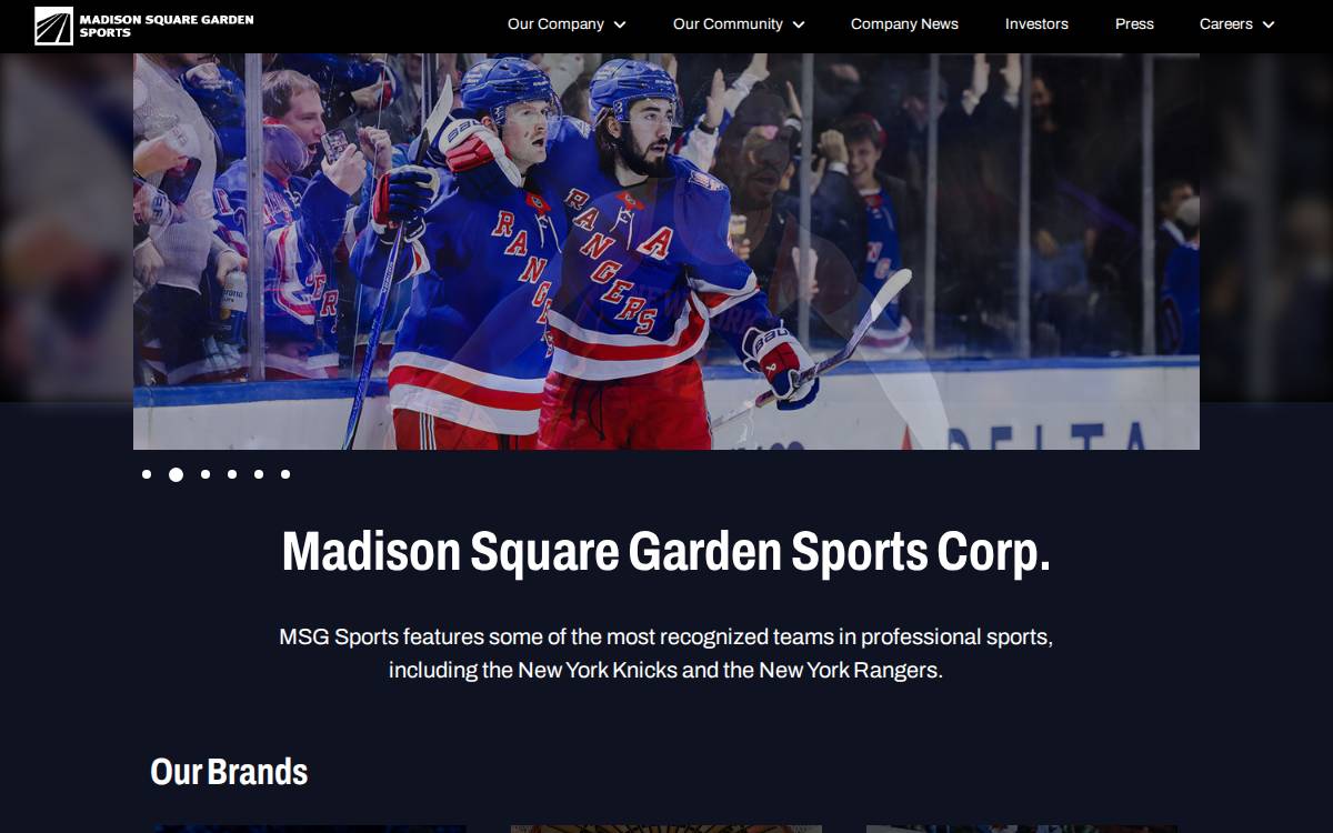 Madison Square Garden Sports website preview