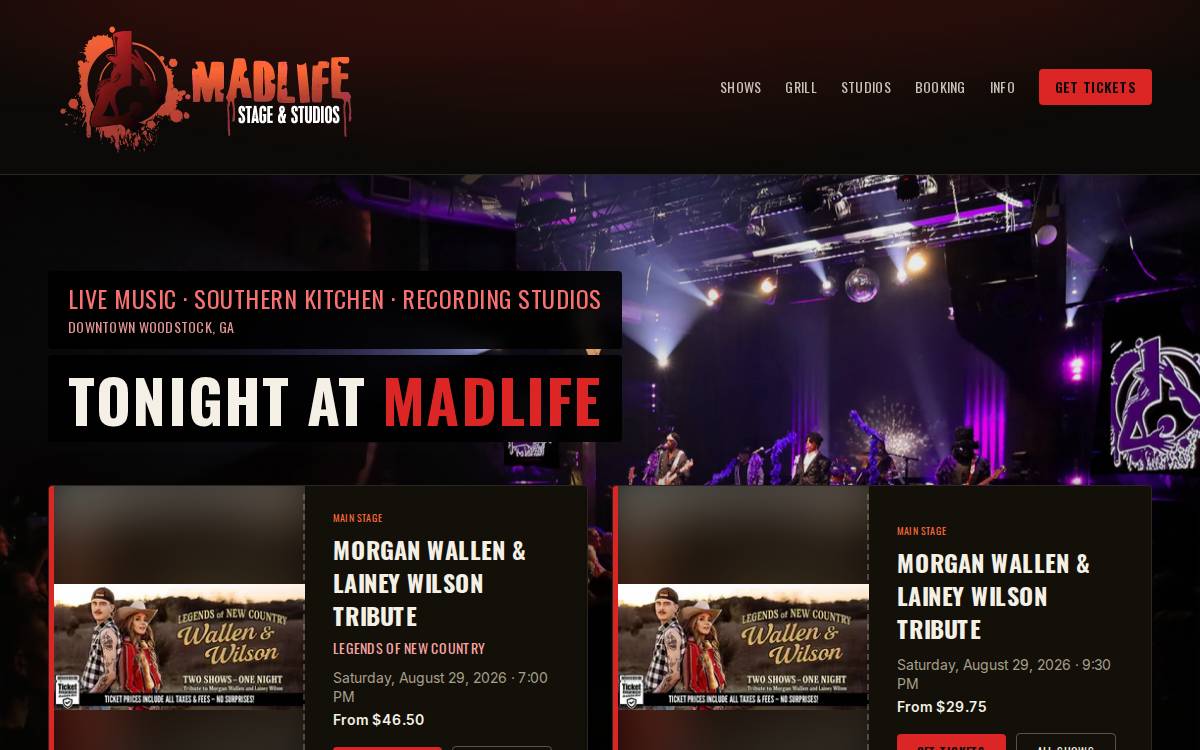 Madlife Stage & Studios website preview