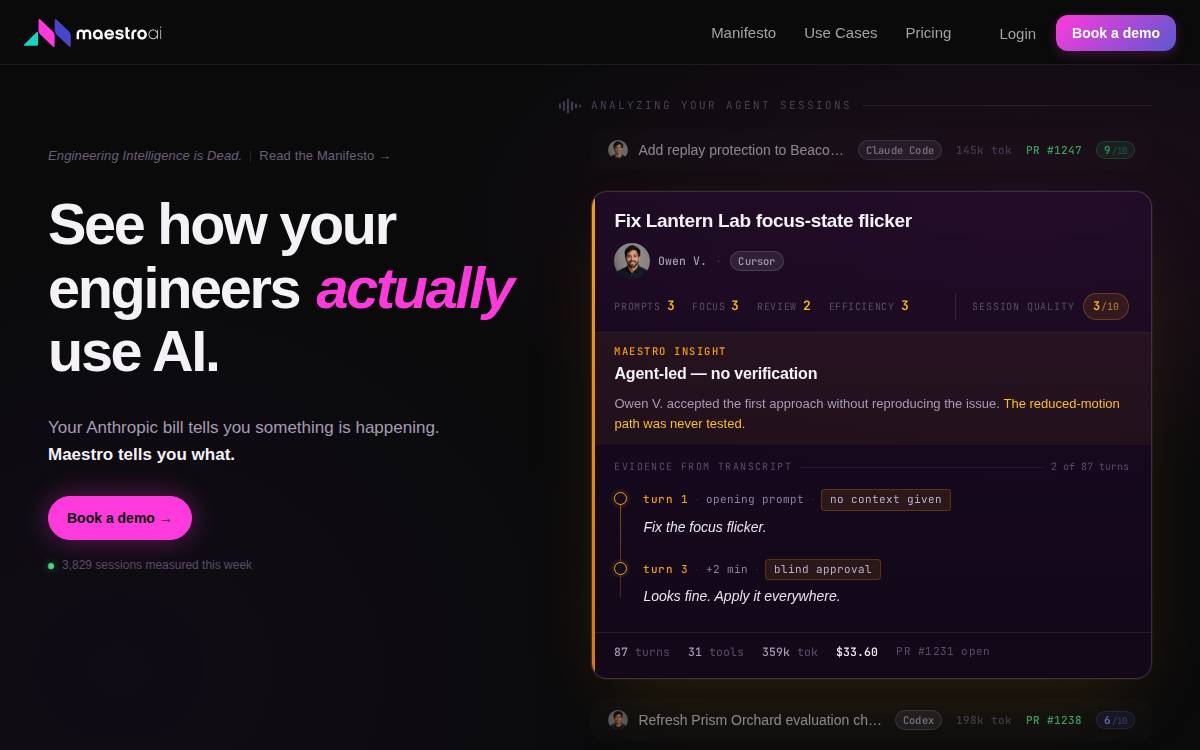 Maestro AI website preview