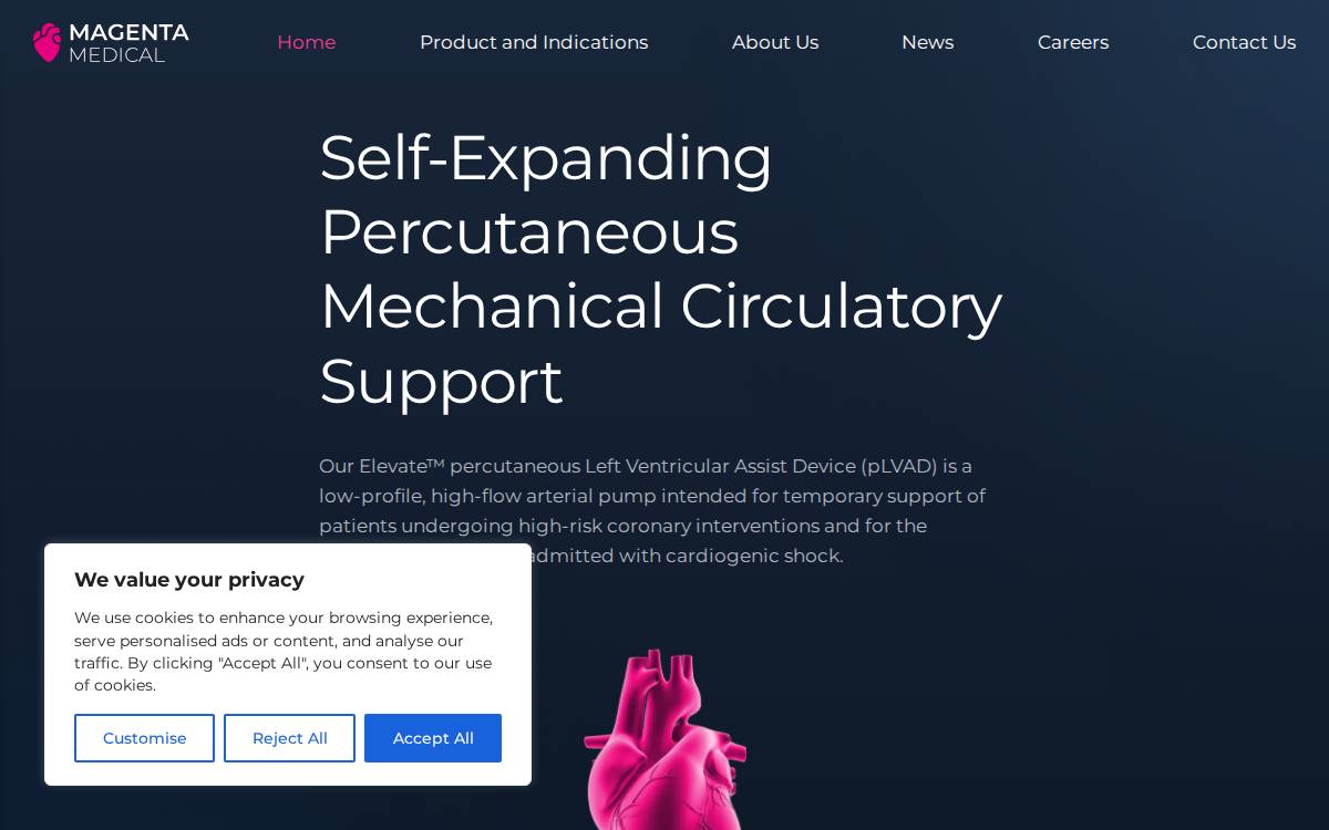 Magenta Medical website preview
