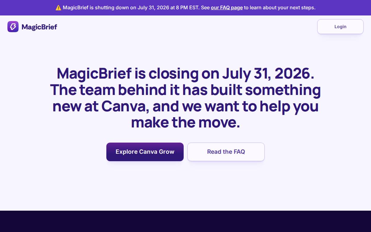 MagicBrief website preview