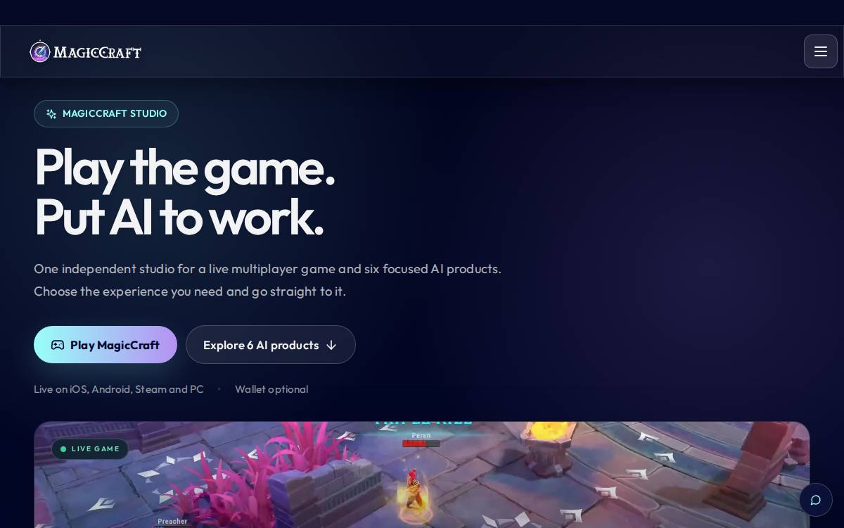 Magiccraft website preview