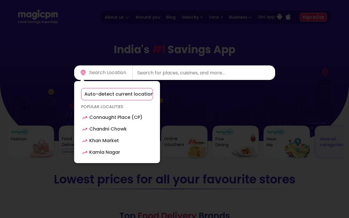 Magicpin website preview
