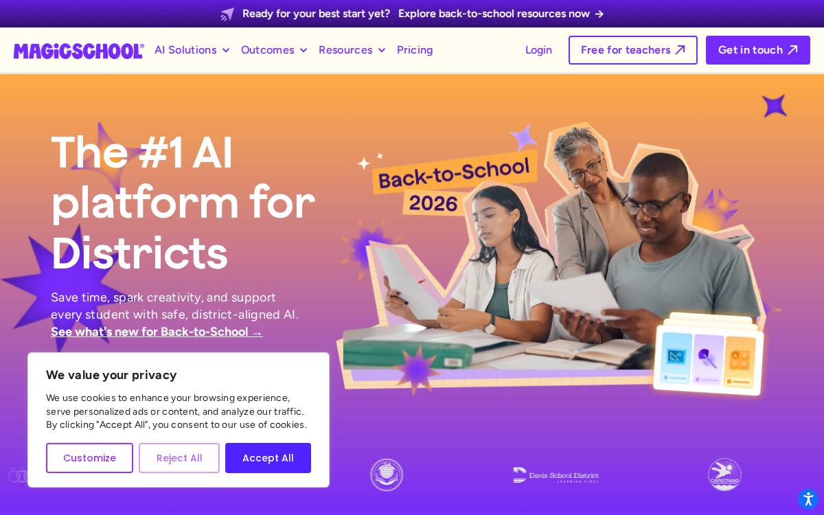 Magic School website preview