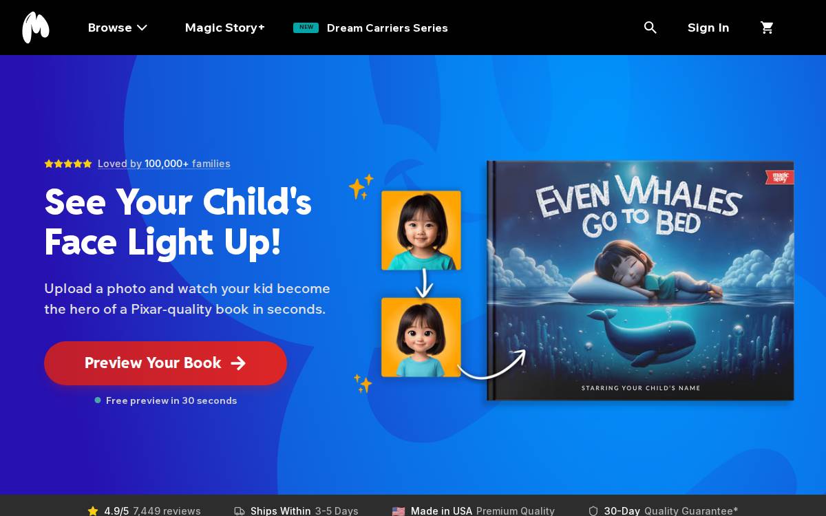 Magicstory website preview