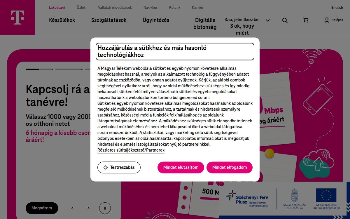 Magyar Telekom website preview