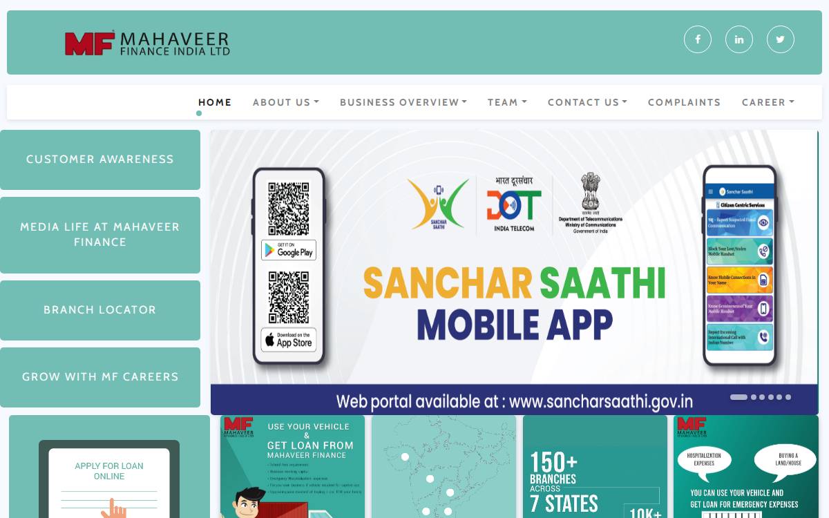 Mahaveer Finance website preview