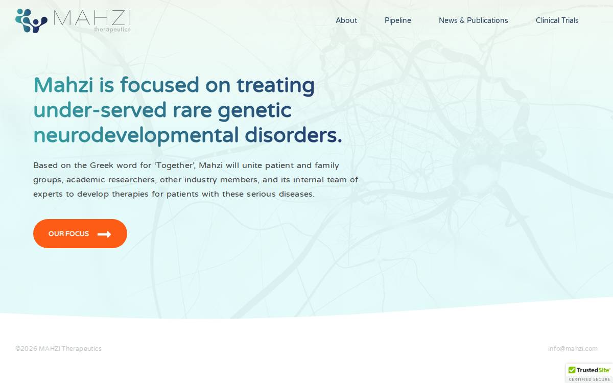 Mahzi Therapeutics website preview