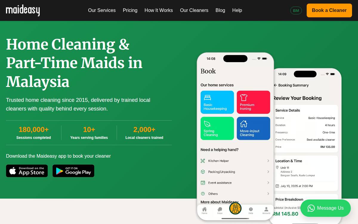 Maid Easy website preview