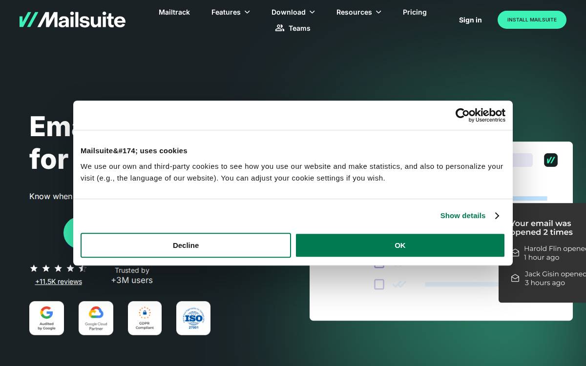 Mailtrack website preview