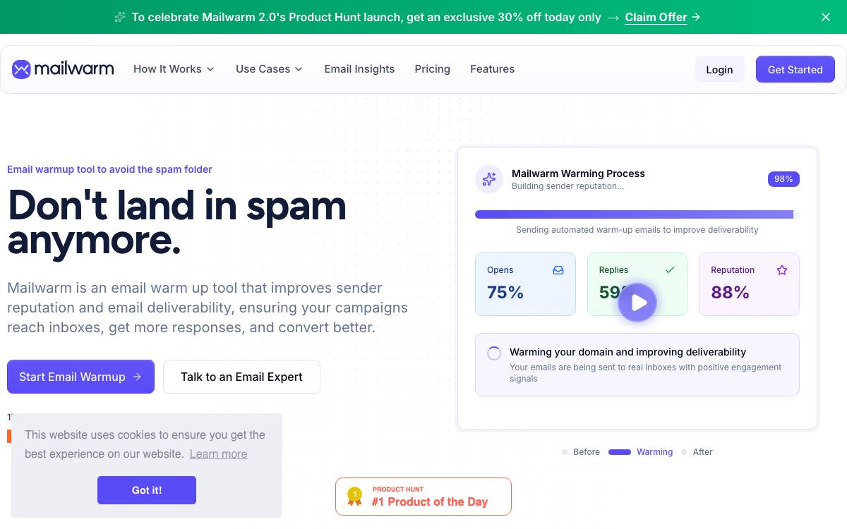 Mailwarm website preview