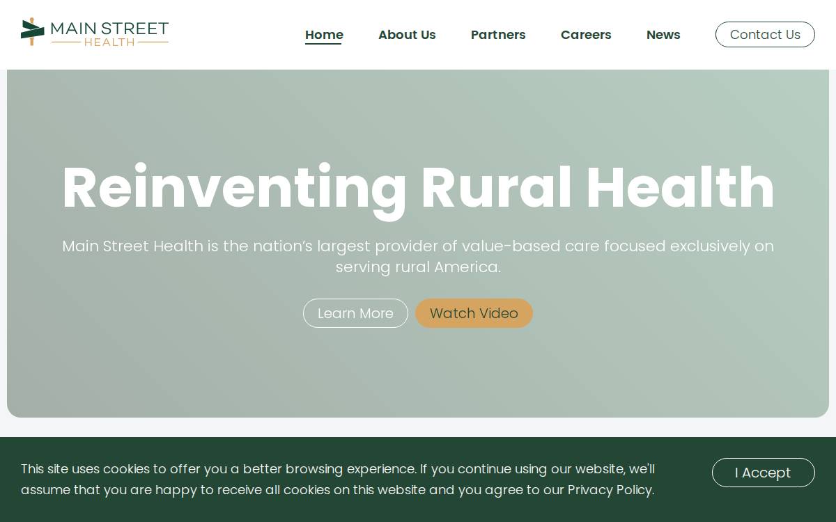 Main Street Health website preview