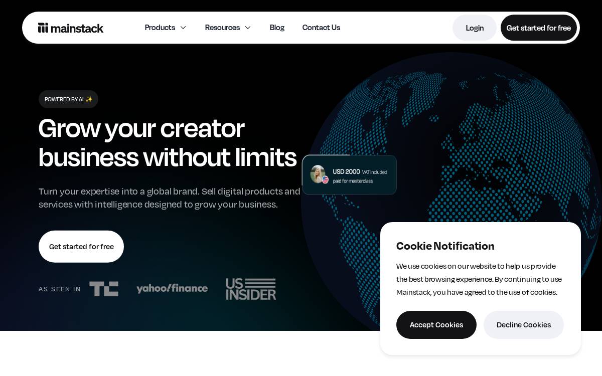 Mainstack website preview