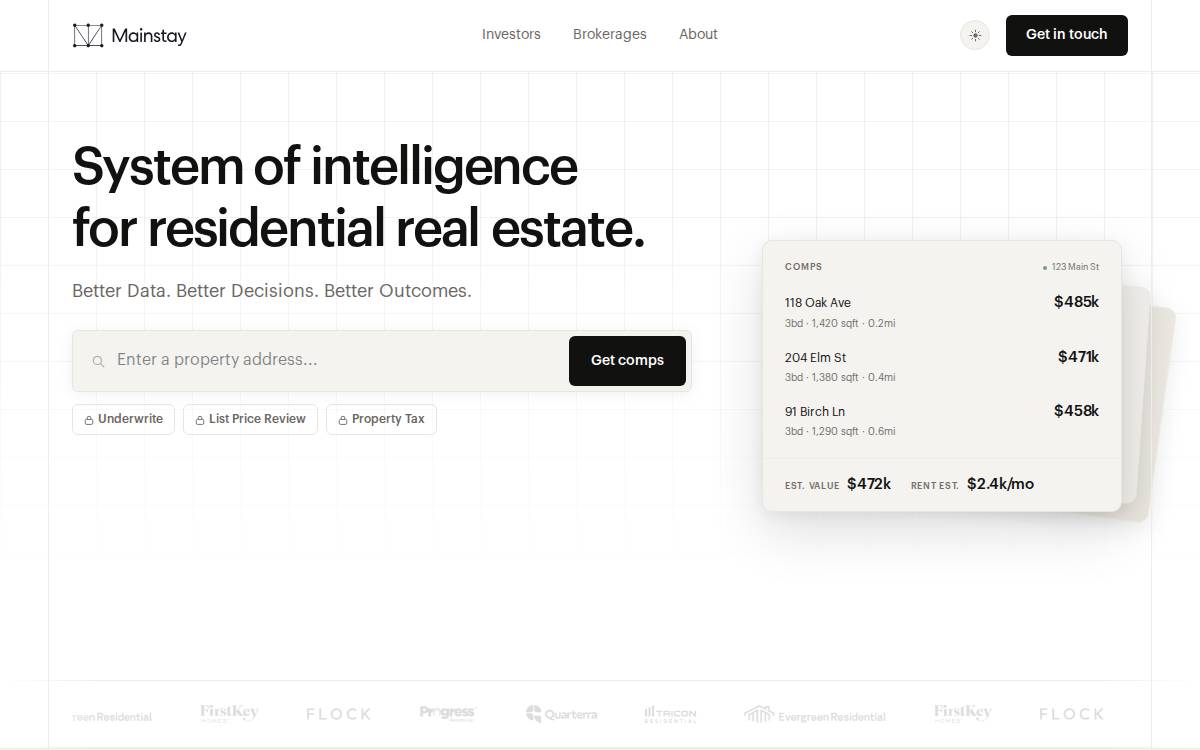 Mainstay website preview