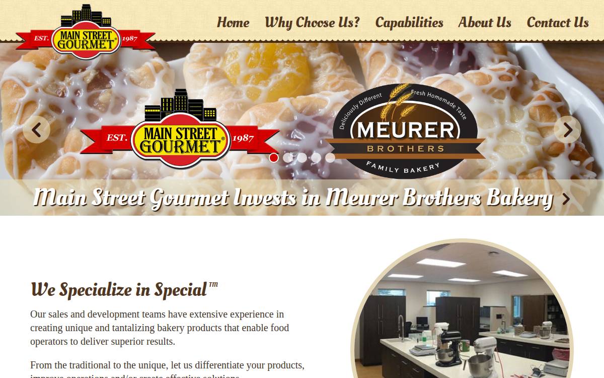 Main Street Gourmet website preview