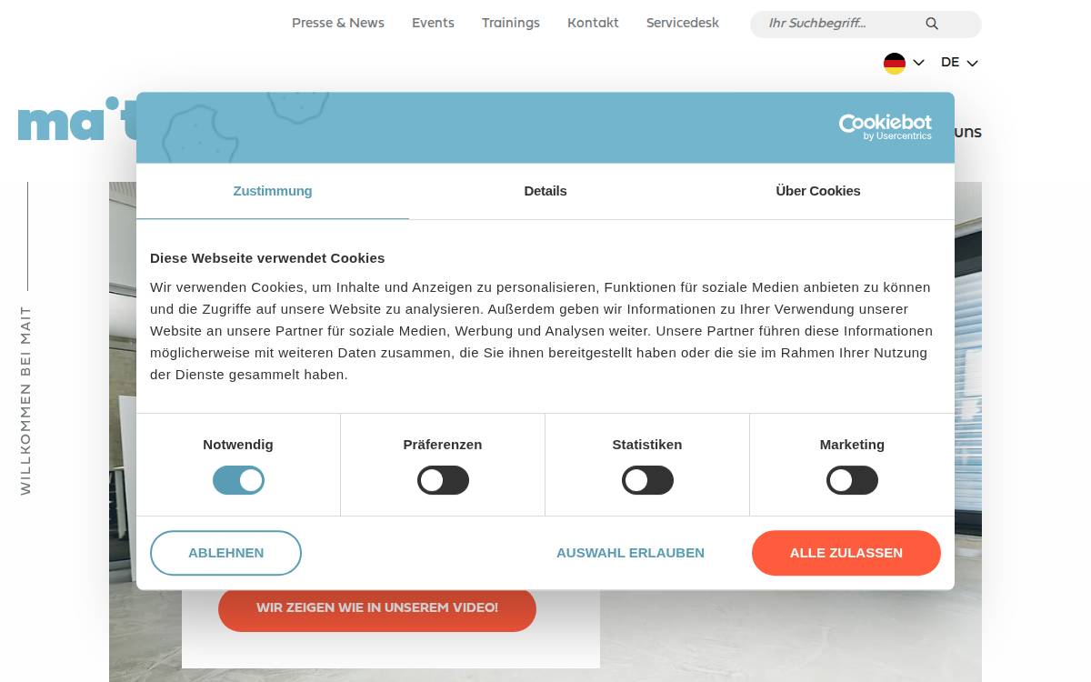 MAIT website preview