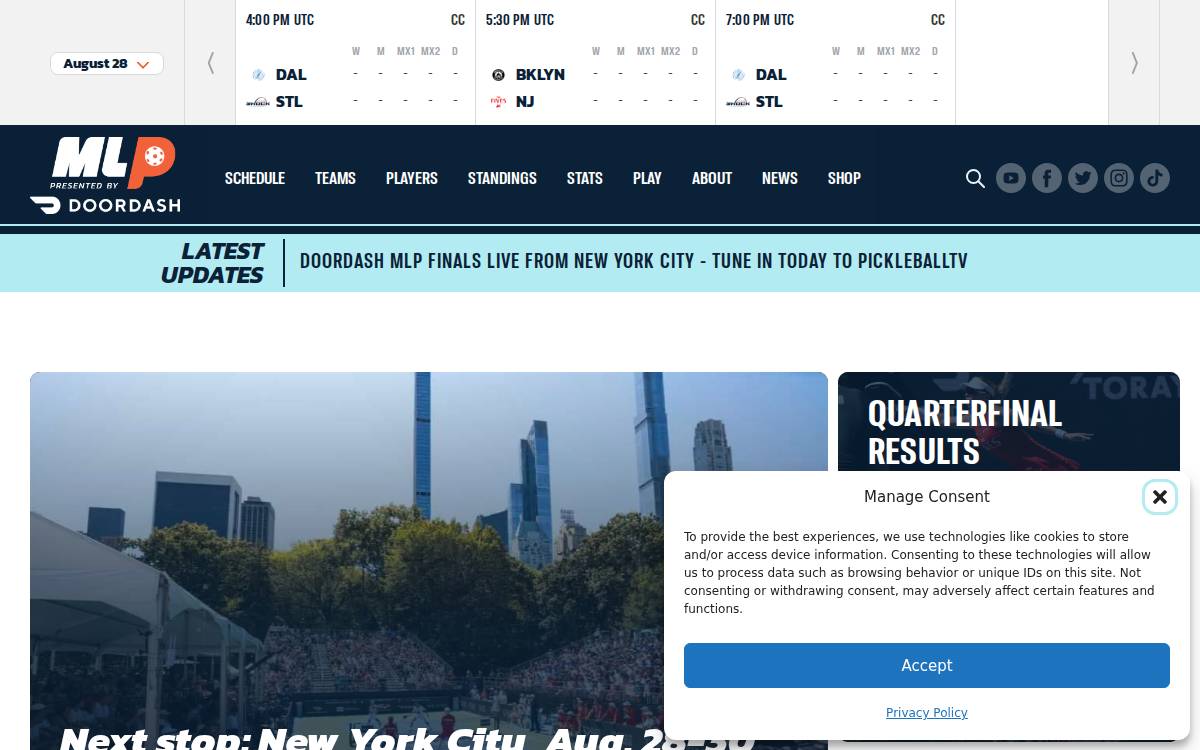 Major League Pickleball website preview