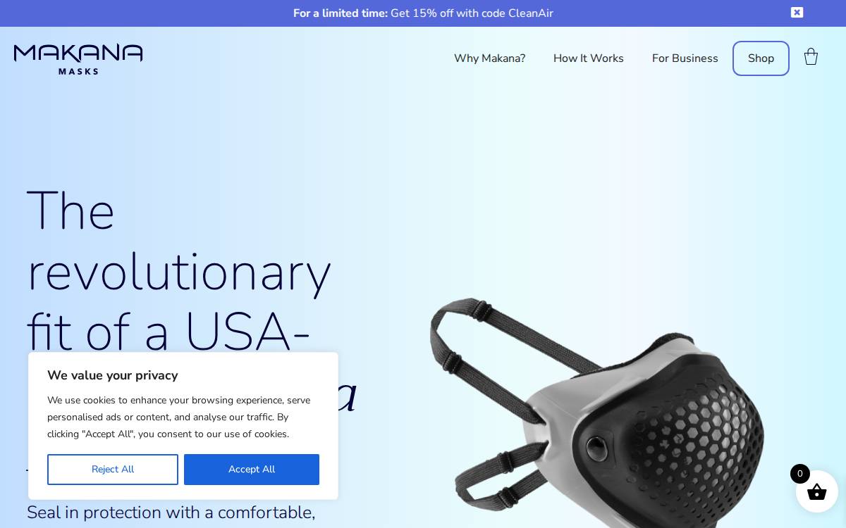 Makana Masks website preview