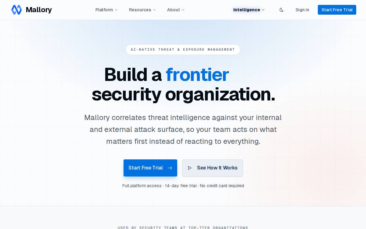 Mallory website preview