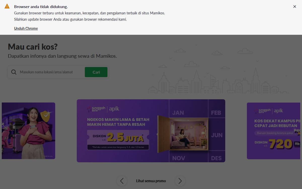 Mamikos website preview