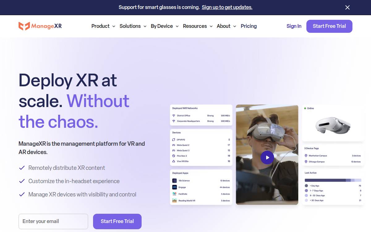 ManageXR website preview