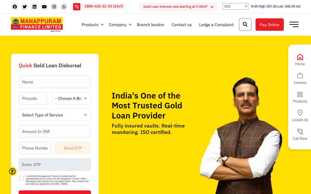 Manappuram Finance Ltd. website preview