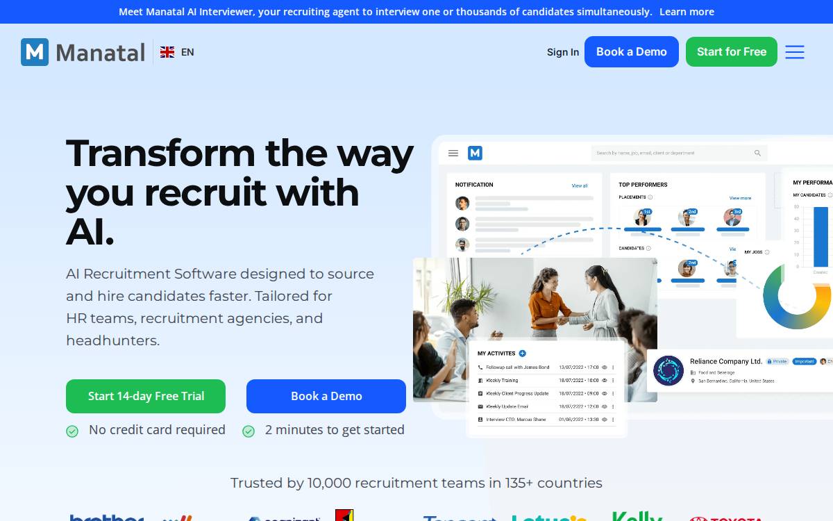 Manatal website preview