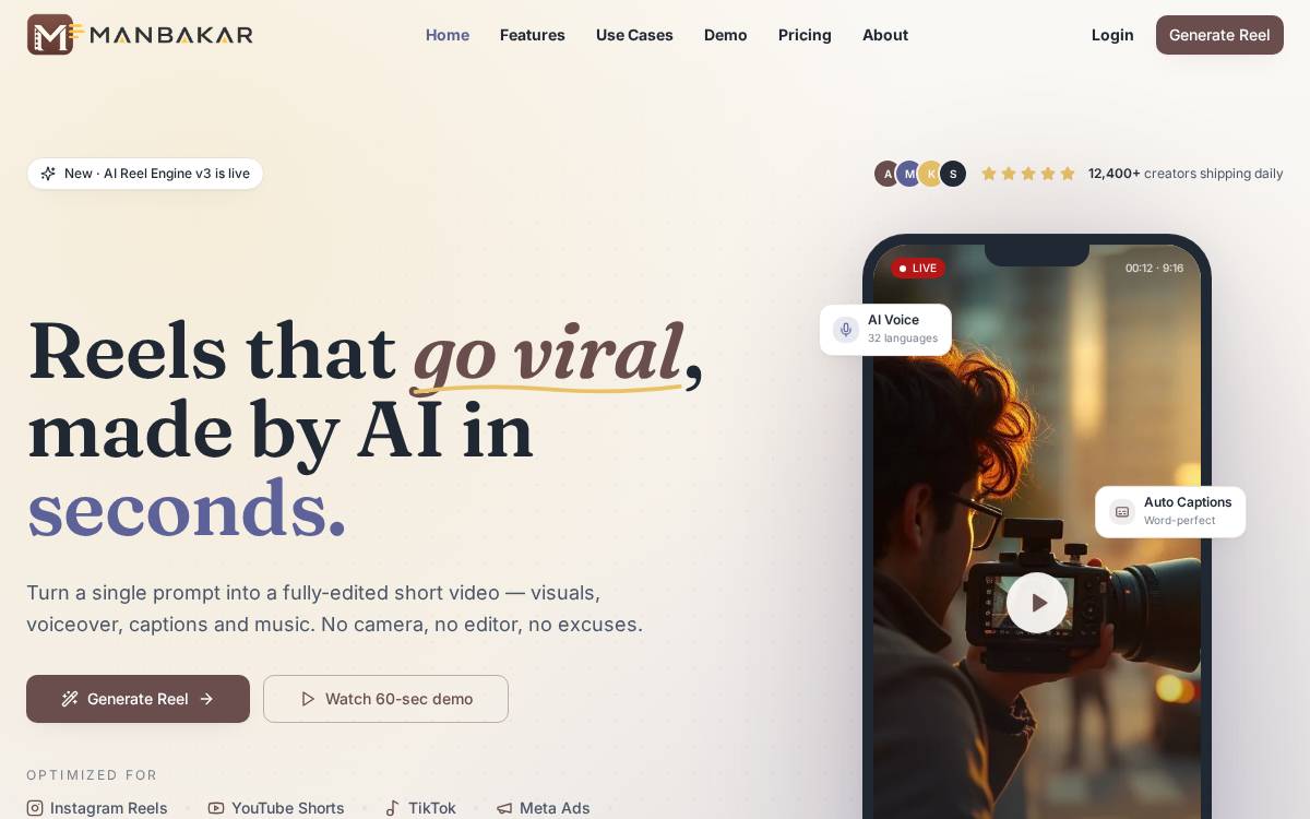 Manbakar website preview
