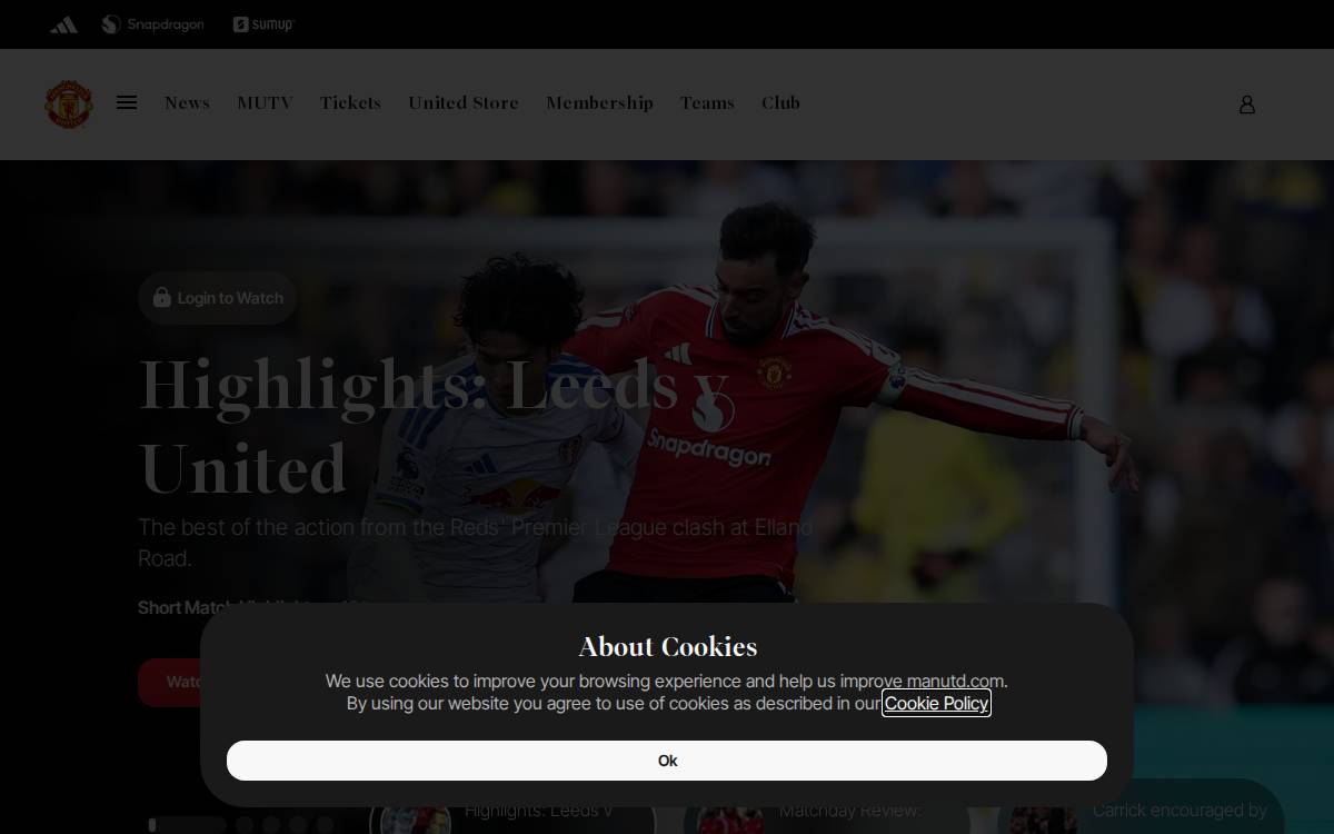 Manchester United ACTIVE website preview