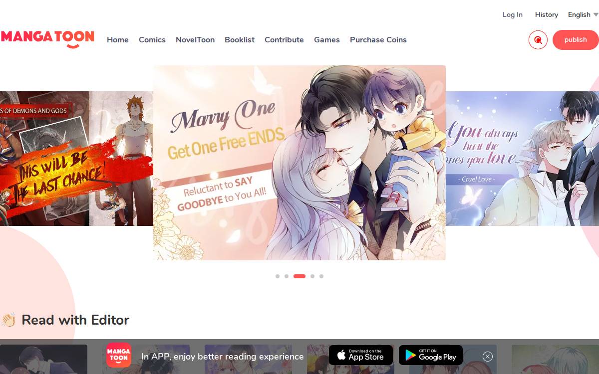 Mangatoon website preview
