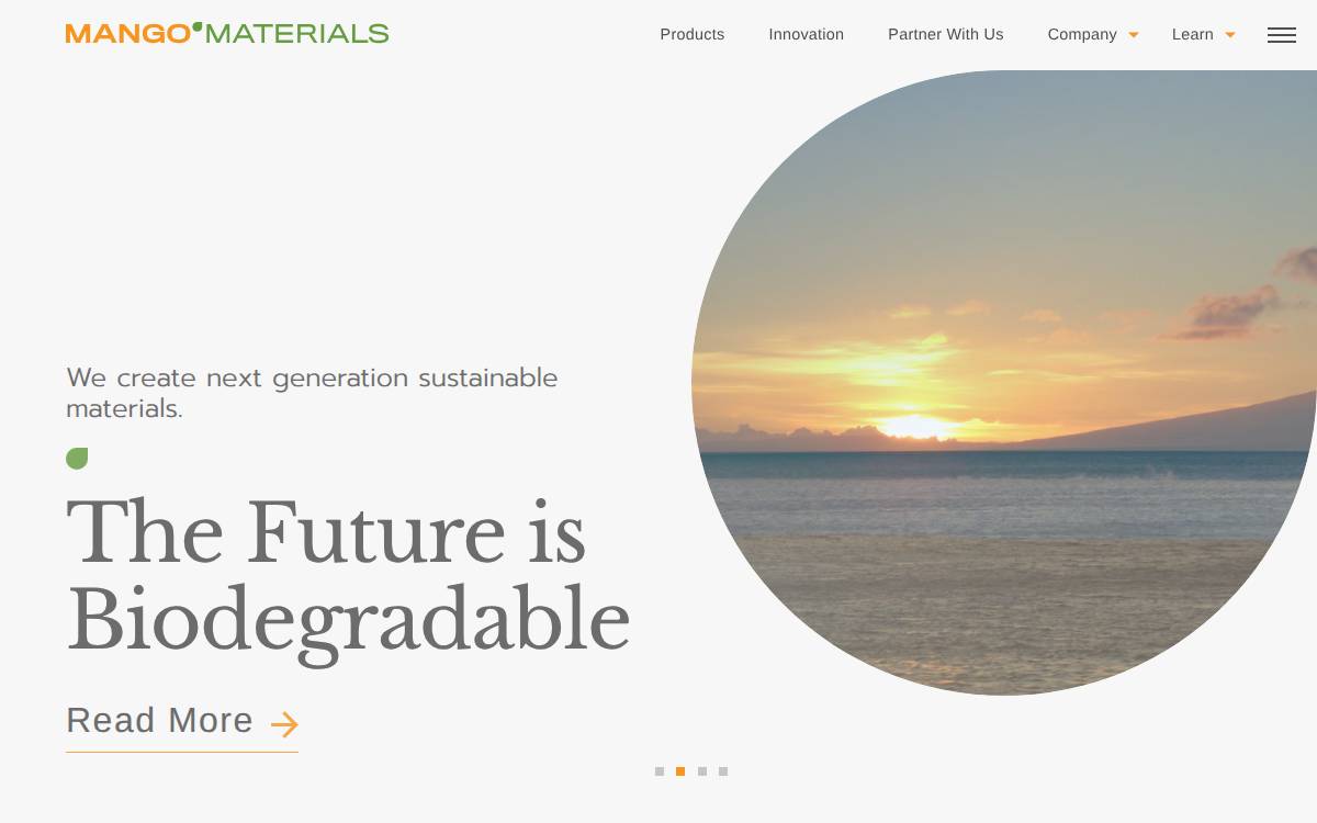 Mango Materials website preview
