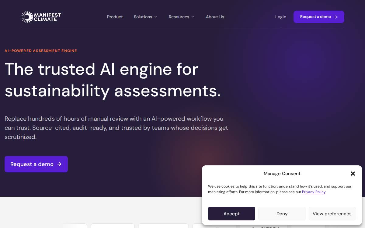 Manifest Climate website preview