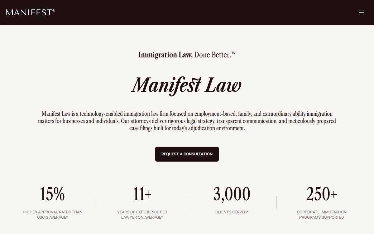 Manifest Law website preview