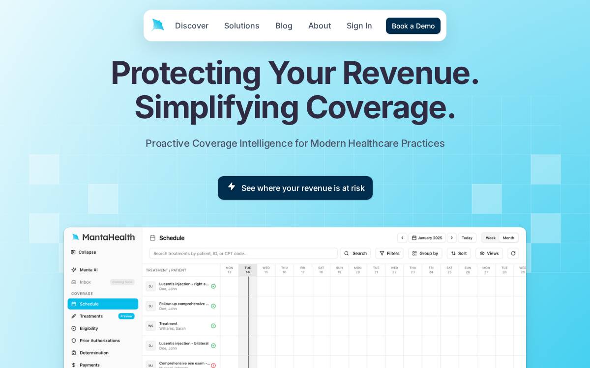 Manta website preview