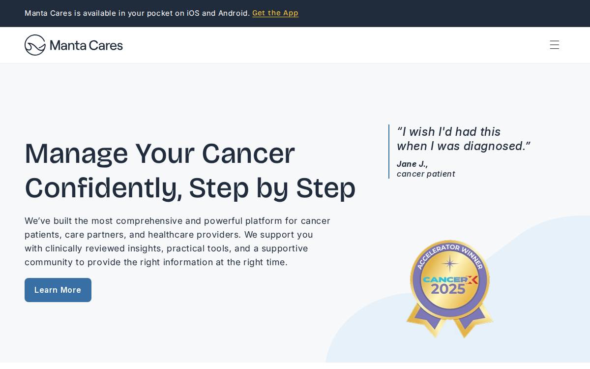 Manta Cares website preview