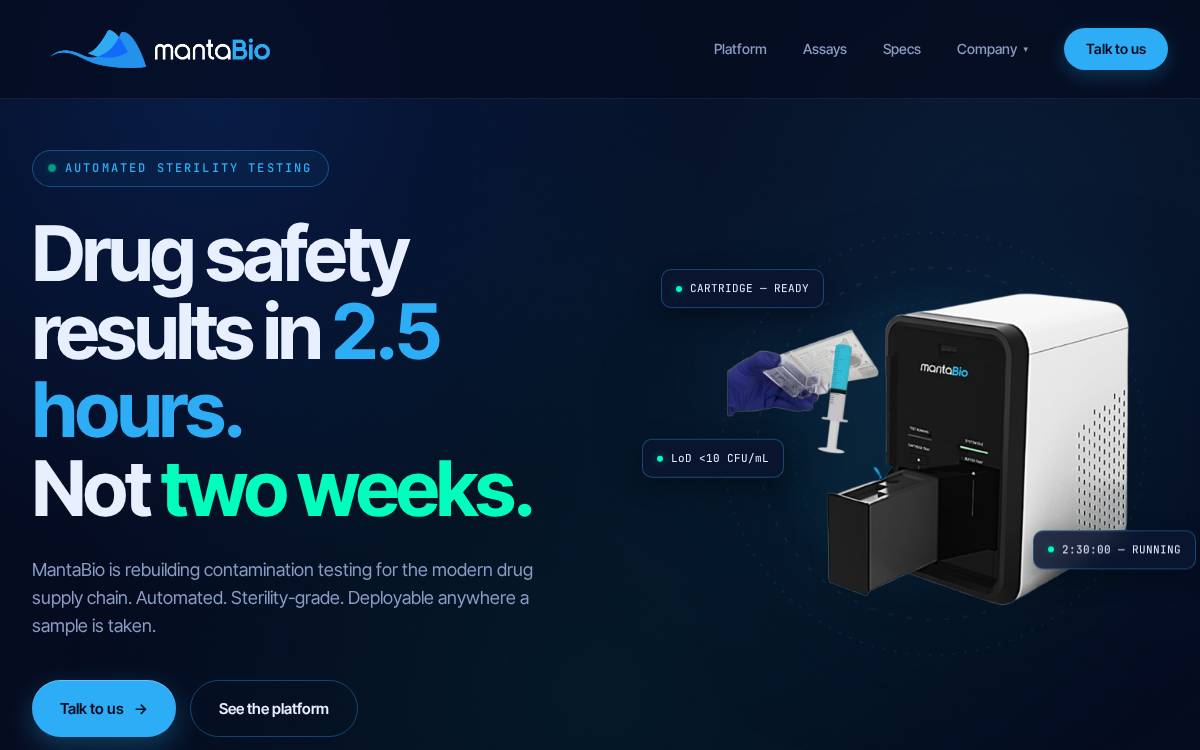 Mantabio website preview
