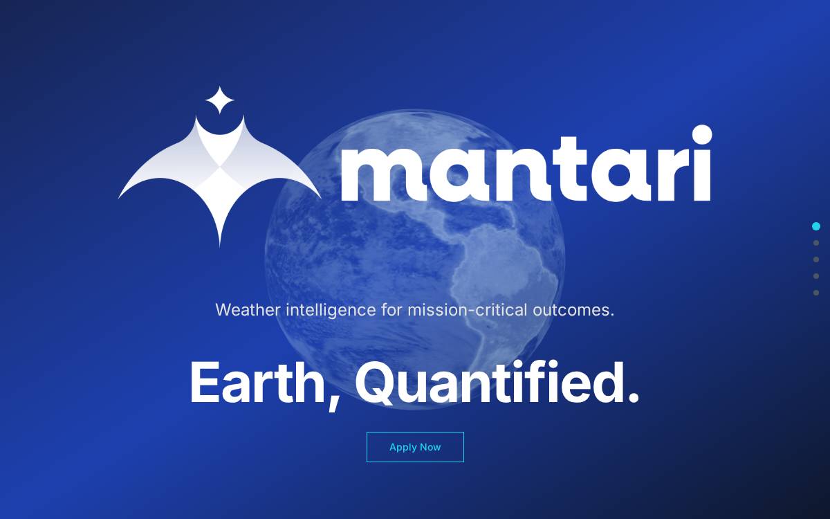 Mantari Mission-critical weather intelligence website preview