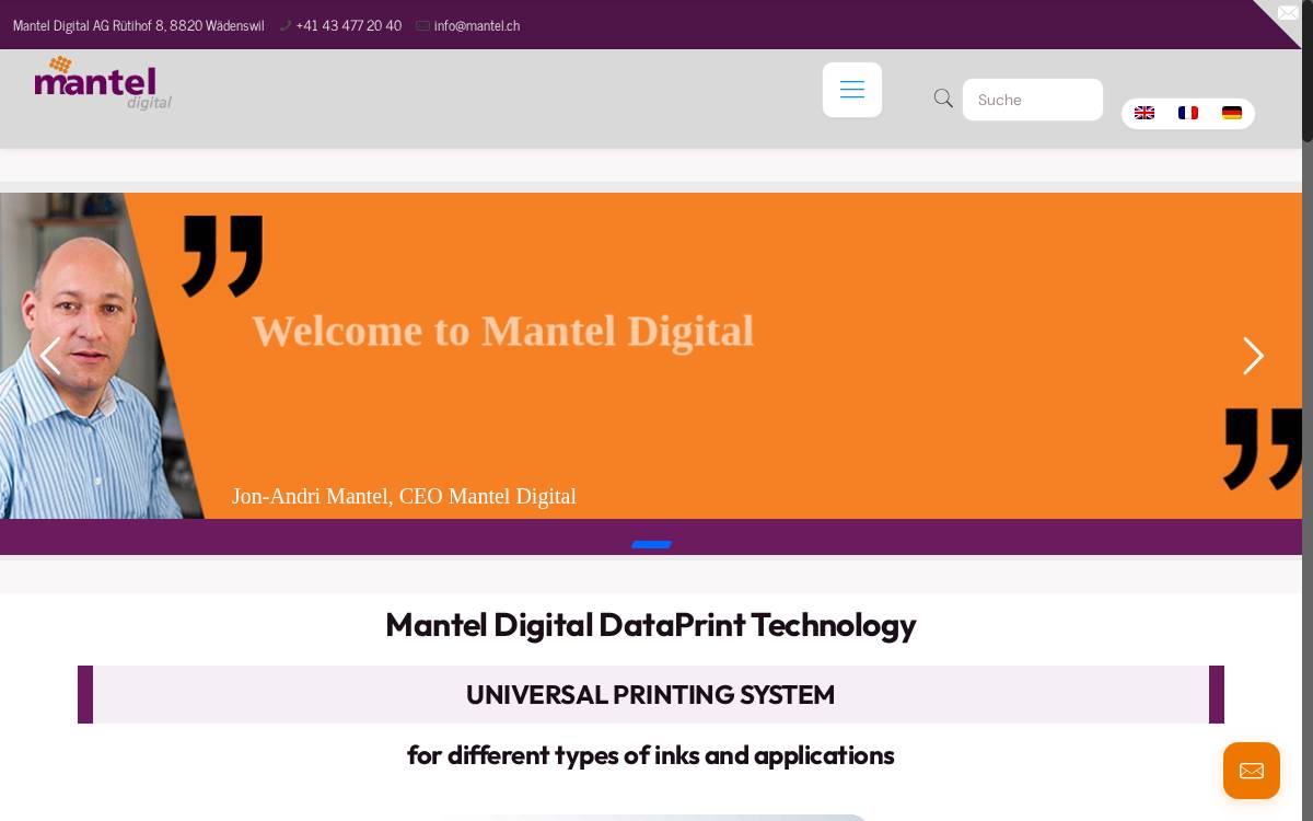 Mantel website preview