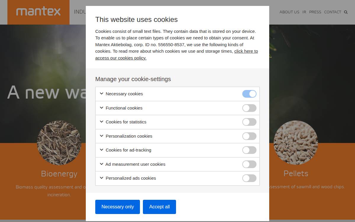 Mantex website preview