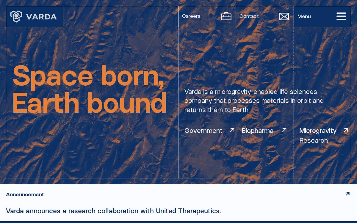 Manufacturing in space website preview