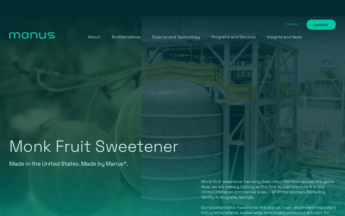 Manus Bio website preview