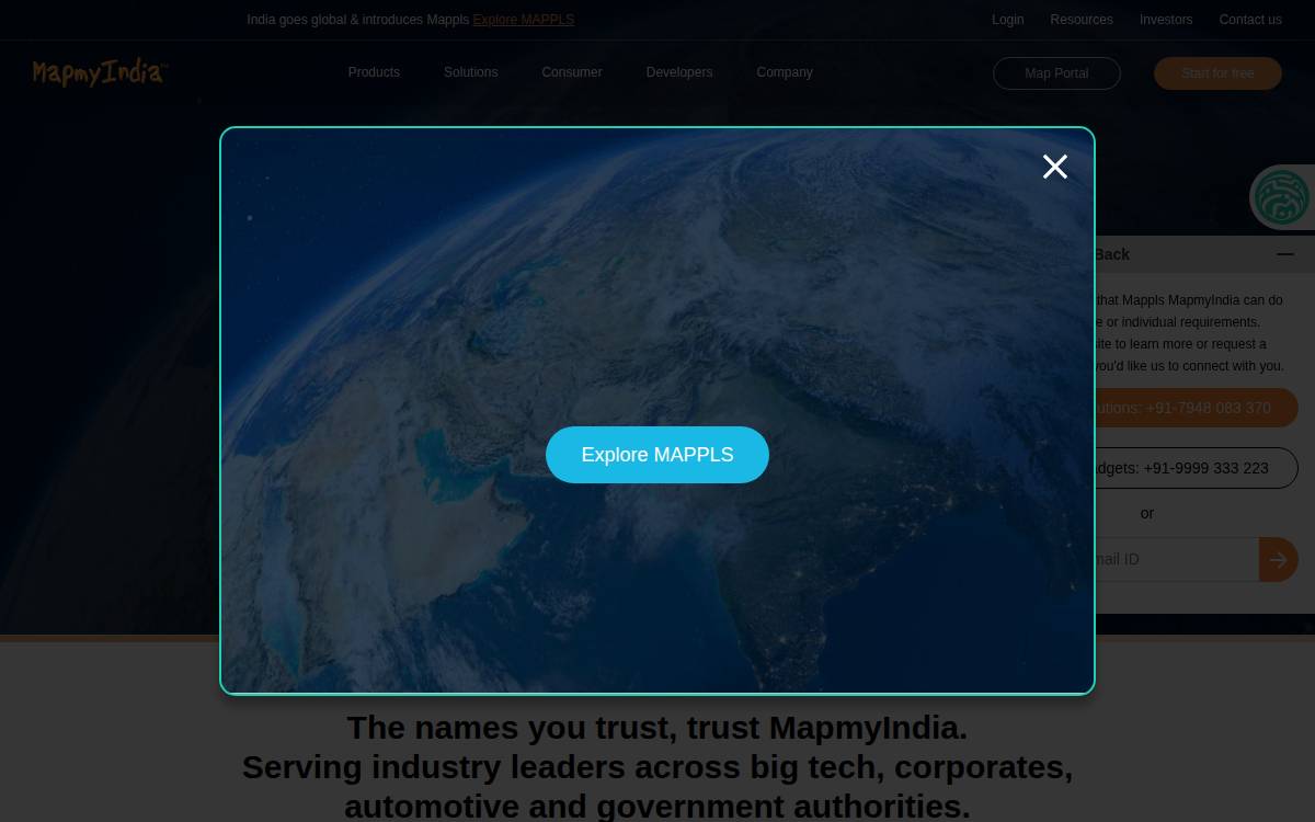 MapmyIndia website preview