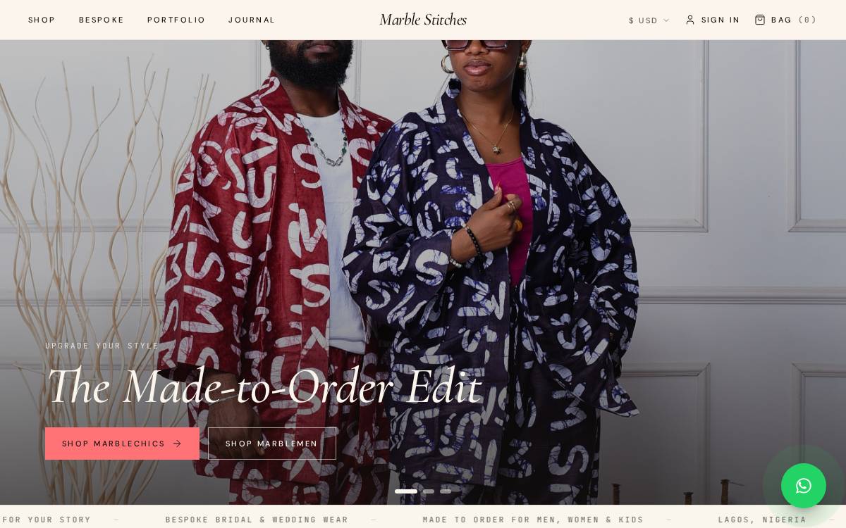Marble Stitches website preview