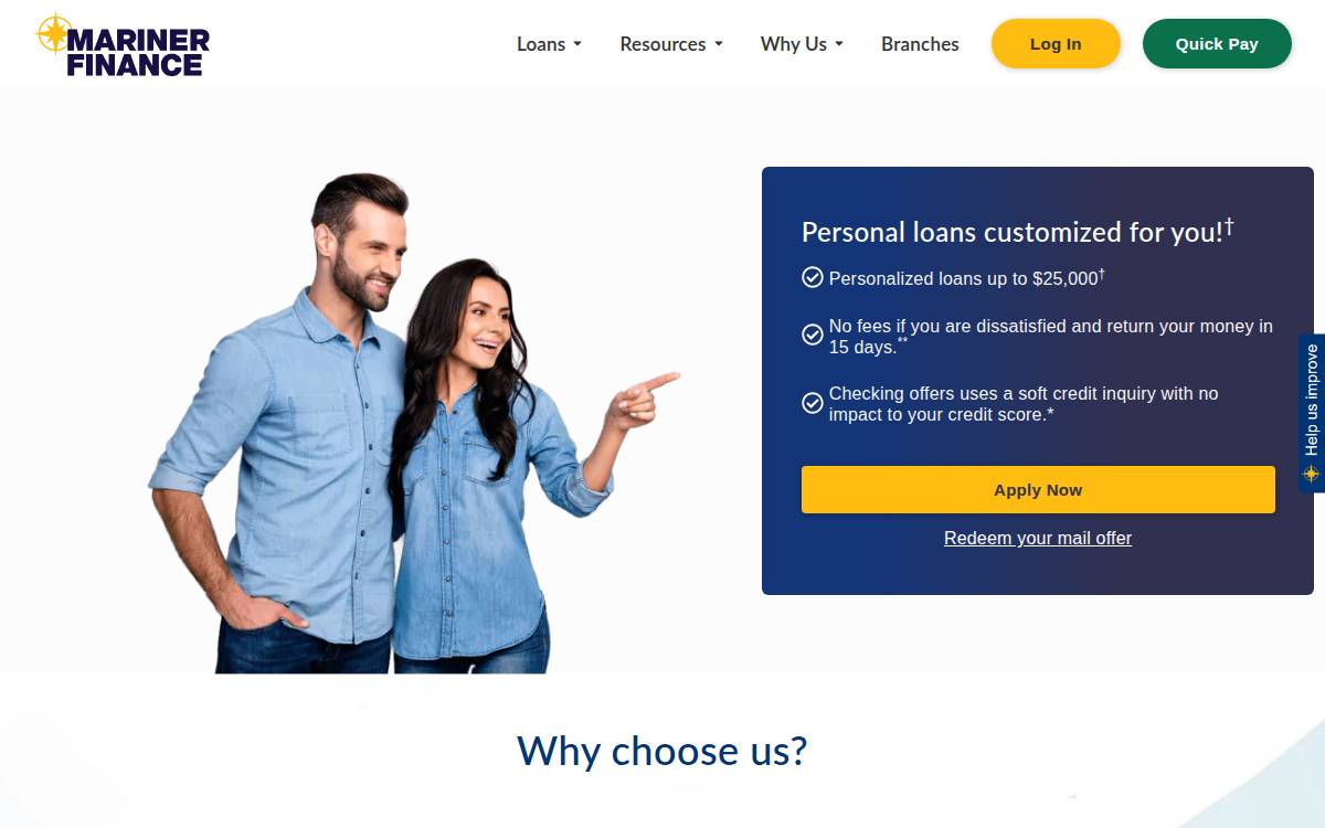 Mariner Finance website preview