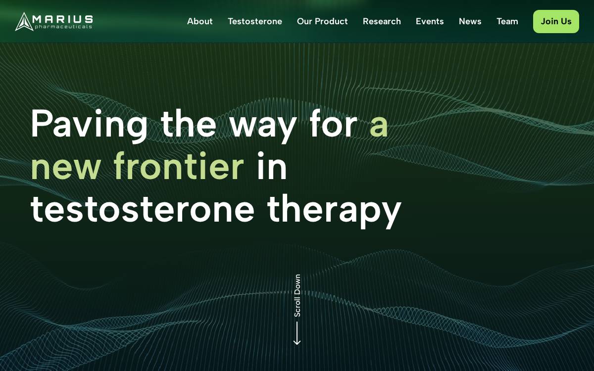 Marius Pharmaceuticals website preview