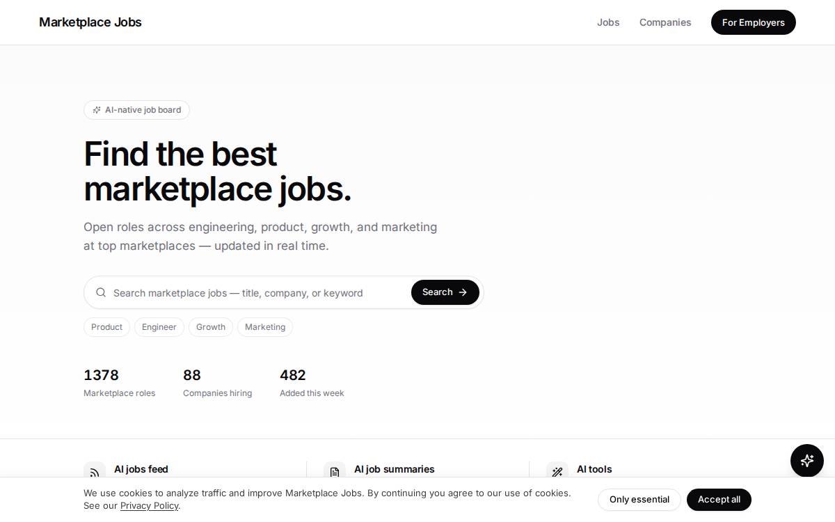 Marketplacejobs website preview