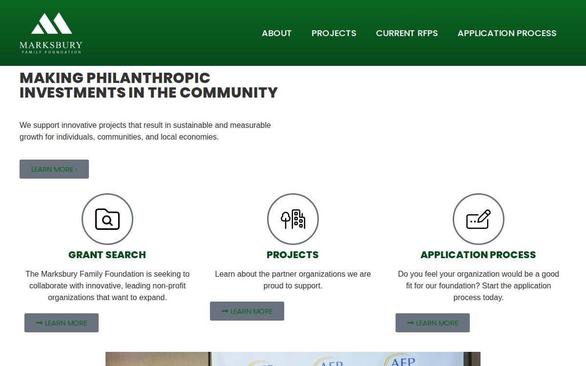 Marksbury Family Foundation website preview