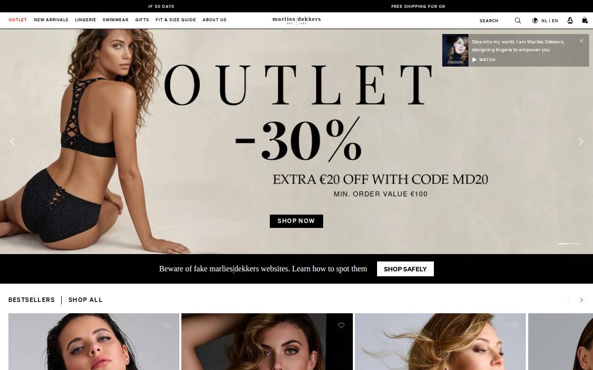 Marlies Dekkers website preview