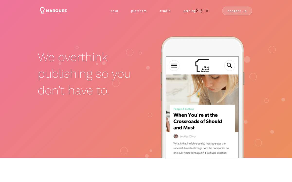 Marquee website preview
