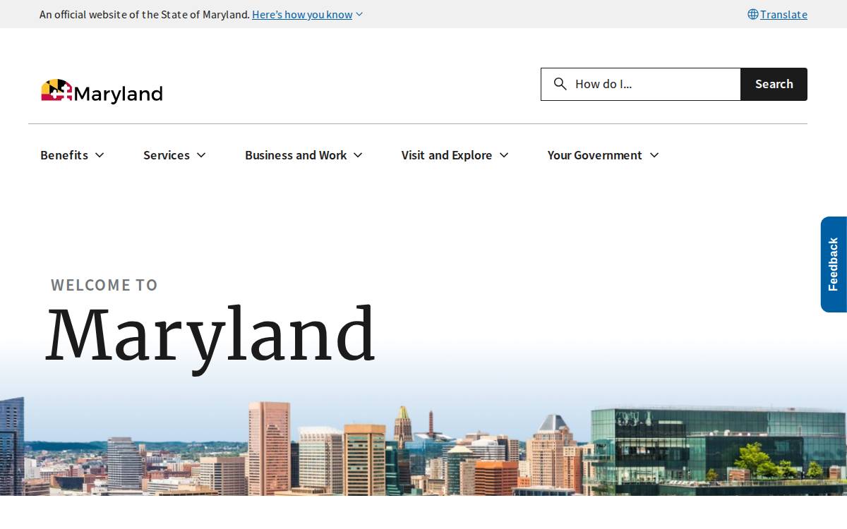 Maryland website preview